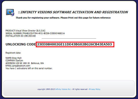 Inivew Registeration Code InfinityVisions - Activation Help
